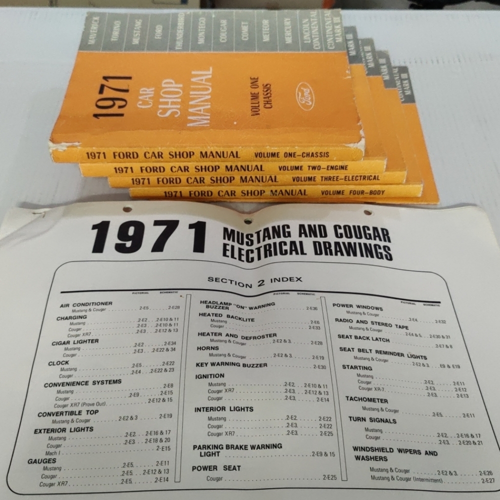 1971 Mustang Cougar Ford Car Shop Manual 5 Volume Set And Electrical Section 2
